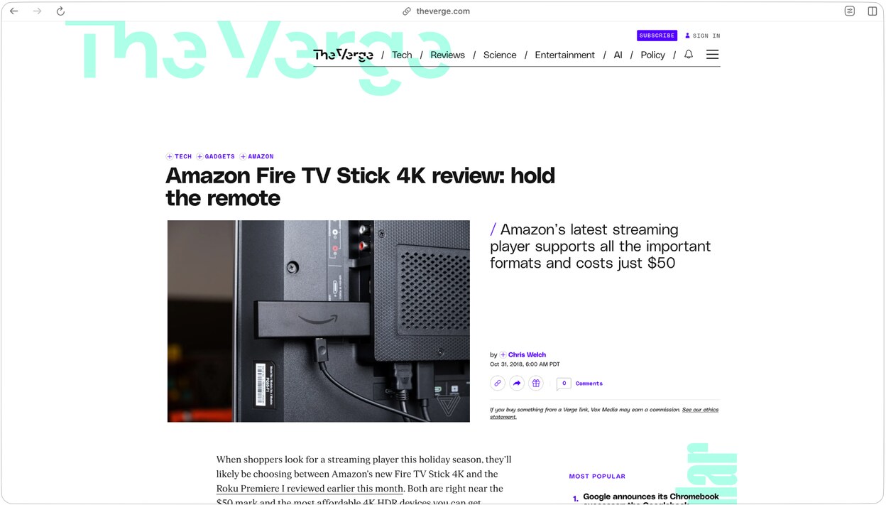 A Verge review of Amazon Fire TV Stick 4K.
