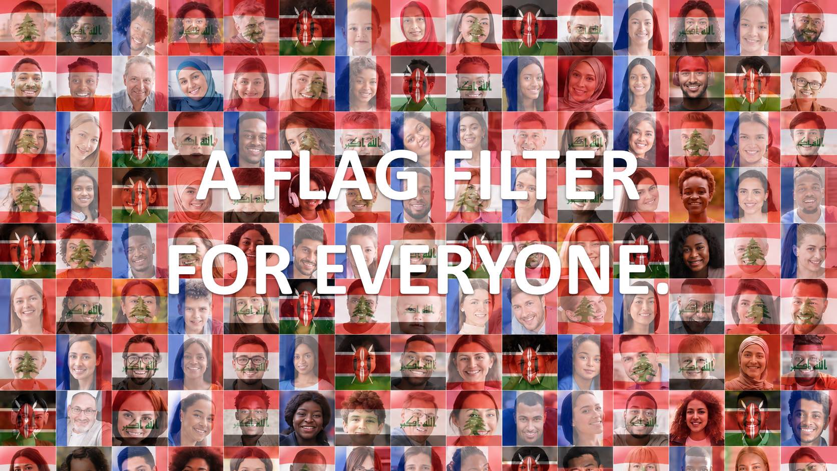 Grid of portrait photos with different national flag overlays.
