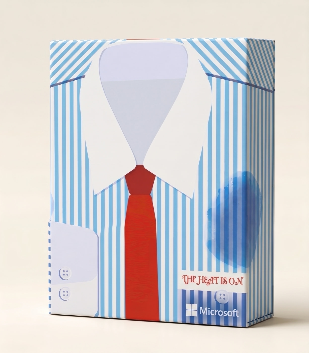 Closed Pit-Patch package styled like a blue striped dress shirt with a red tie.